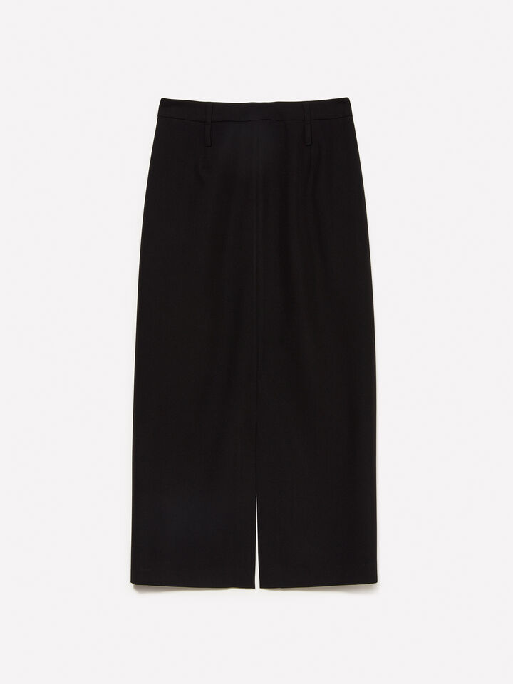 Black midi skirt with slit - women's midi skirts - Black | Sisley image number 6